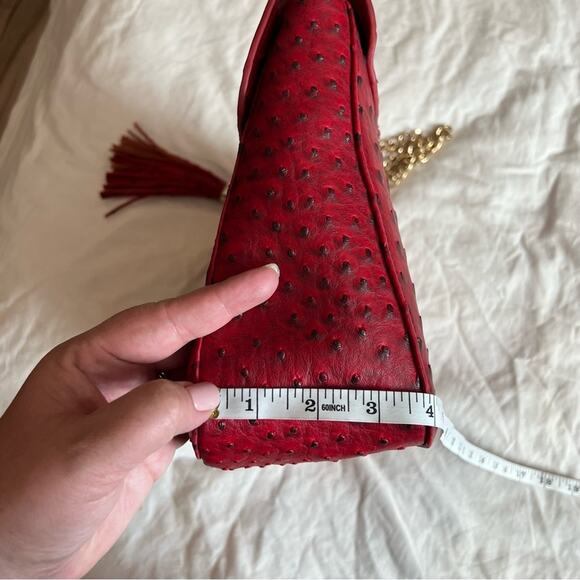 Imoshion Red Faux Ostrich Chain Link Handbag - Picture 11 of 16